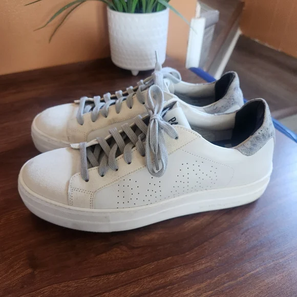 P448 Thea Platform Sneakers White Suede Silver Size 40 Size 9 - Picture 1 of 10